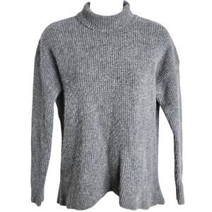 Madewell Womens Turtleneck Sweater Small Wafflestitch Heather Gray Merino Wool